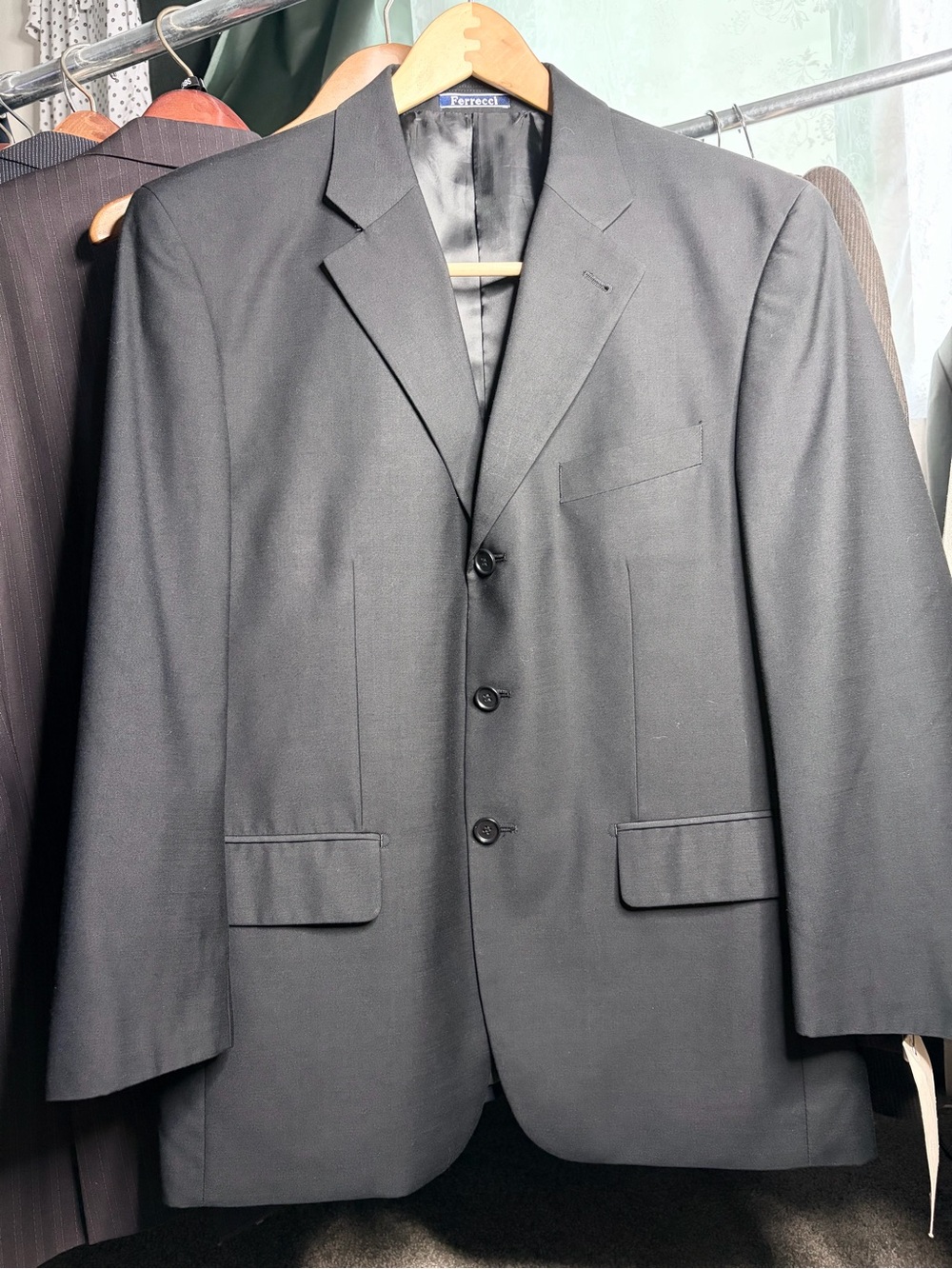 Ferrecci Men's Black Three-Button Suit Jacket